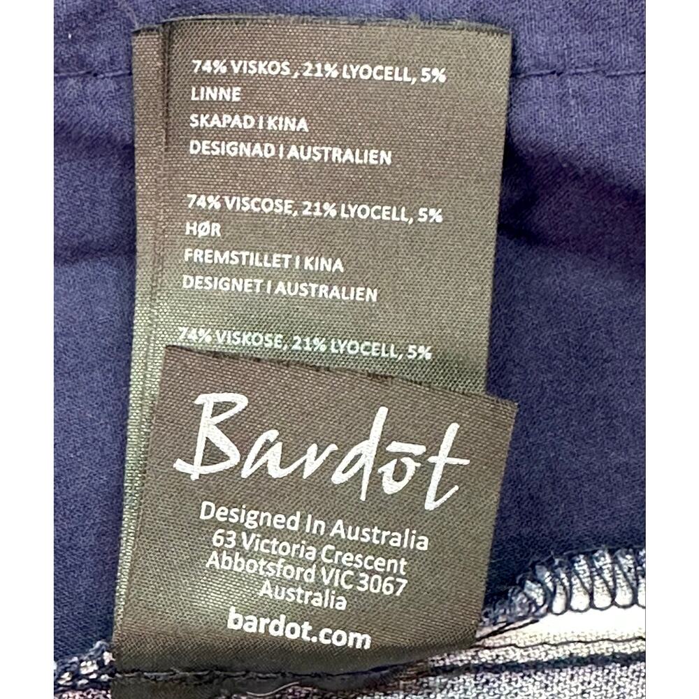Bardot Layla Navy White Striped Tie Front Wide Leg Jumpsuit Pockets Size 6/Small - Picture 12 of 12